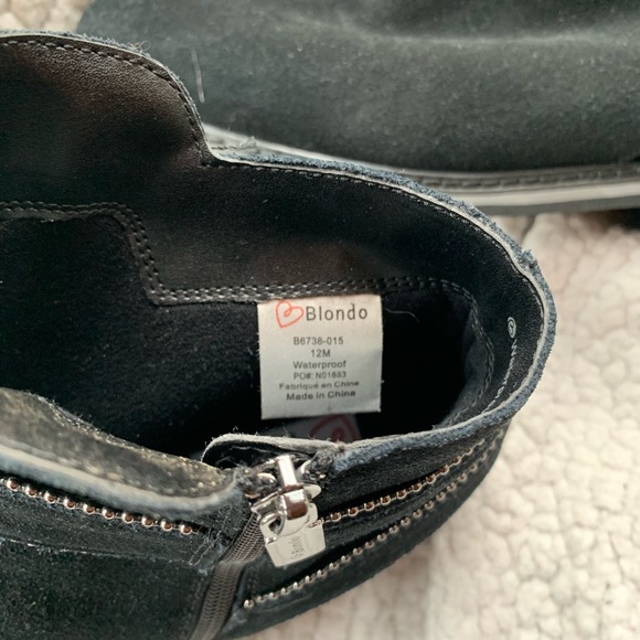 Black suede leather size 12 blonde boots - Picture 3 of 3